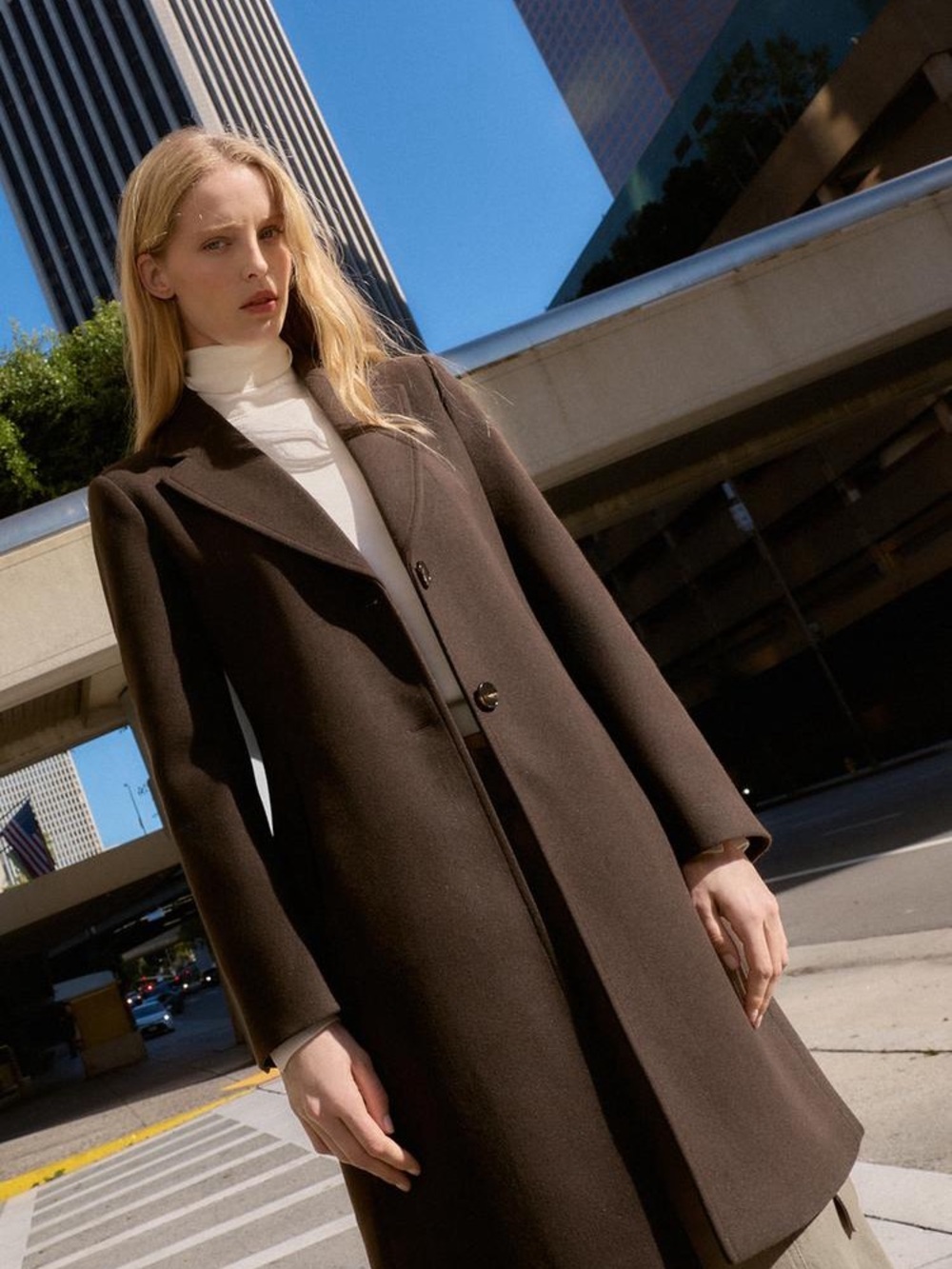 Zara Dark Brown Single-Breasted Trench Coat